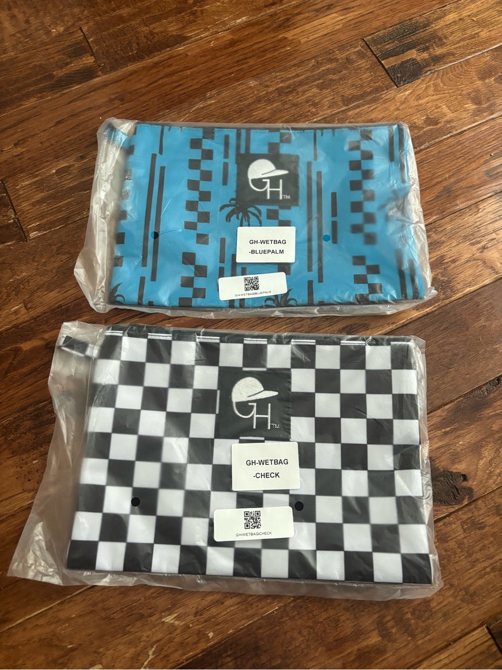 George Hats Zip Pouch Bundle Set Check Blue Black White